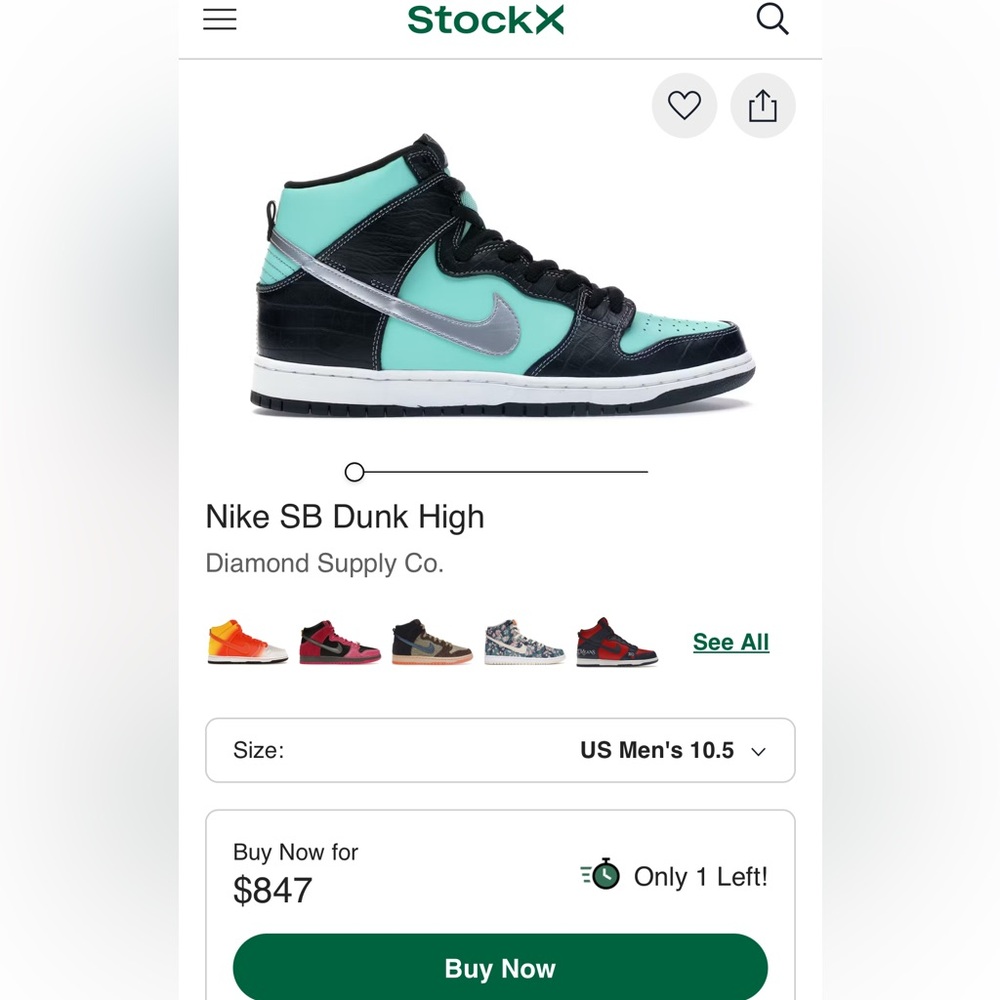 Nike SB Dunk High - diamond supply co - Black and Teal